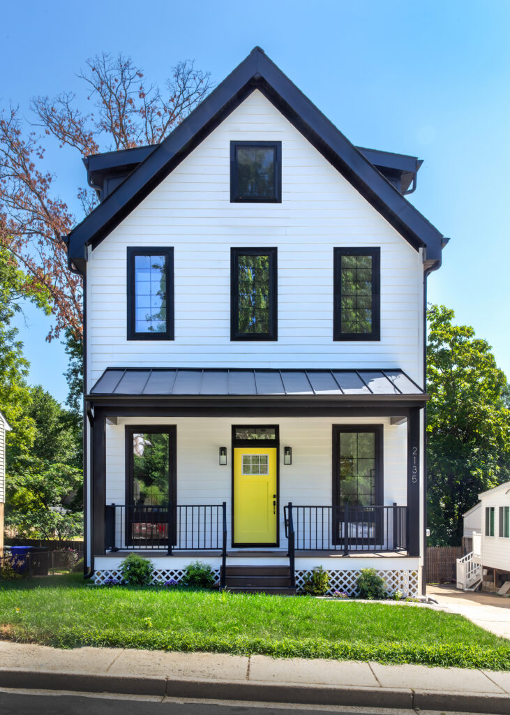 Modern Farmhouse with Yellow Front Door
